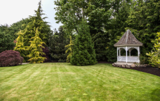 how to reduce soil erosion - well landscaped lawn concept image.