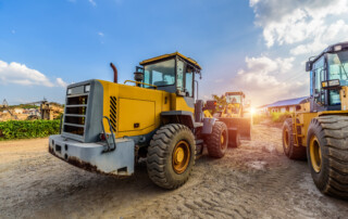Large dump truck at a construction site. Construction equipment guide, concept image.